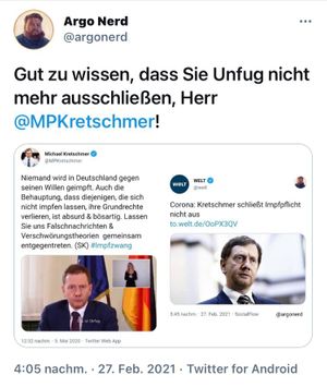 Kretschmer's Unfug "Keine Impfpflicht"