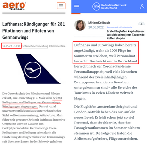 Lufthansa: Kündigungen und Streichungen